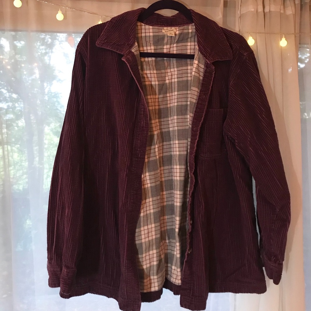 LL Bean Crushed Velvet Corduroy Button Up (Purple)